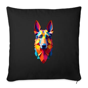 Berger Allemand Polygone Chien Motif Animal Art Chiens - Housse de coussin décorative 45 x 45 cm - noir - Devant