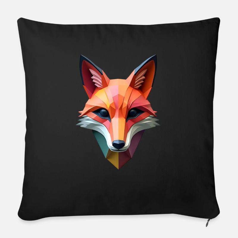 Fuchs Polygon Füchse Tier Motiv Kunst Fuchs - Sofakissenbezug 45 x 45 cm - Schwarz