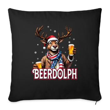 Christmas Beer Rudolf the Reindeer Funny Ugly - Sofa pillowcase 17,3'' x 17,3'' (45 x 45 cm) - black - Front