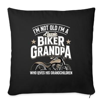 Je ne suis pas vieux, je suis un motard classique Papi - Housse de coussin décorative 45 x 45 cm - noir - Devant