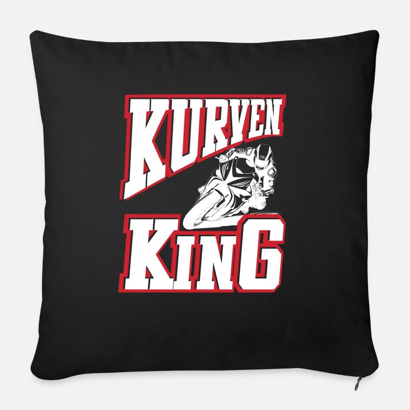 Kurven King Biker Design Motorradfahrer Motorrad - Sofakissenbezug 45 x 45 cm - Schwarz