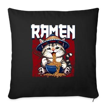 Anime Manga Otaku Japan Noodle Ramen Cat - Sofa pillowcase 17,3'' x 17,3'' (45 x 45 cm) - black - Front