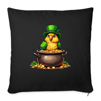 Papagei St. Patricks Day Outfit Vogel - Sofakissenbezug 45 x 45 cm - Schwarz - Vorne