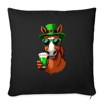Pferd St. Patricks Day Bier Outfit Pferde - Sofakissenbezug 45 x 45 cm - Schwarz - Vorne