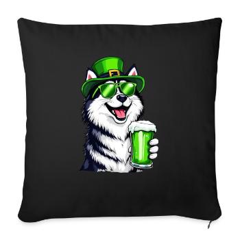 Husky St. Patrick's Day Beer Outfit Dogs - Sofa pillowcase 17,3'' x 17,3'' (45 x 45 cm) - black - Front