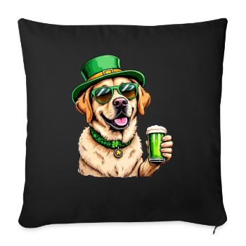 Golden Retriever St. Patricks Day Bier Outfit - Sofakissenbezug 45 x 45 cm - Schwarz - Vorne