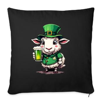 Mouton Saint-Patrick Bière Berger Tenue Mouton - Housse de coussin décorative 45 x 45 cm - noir - Devant