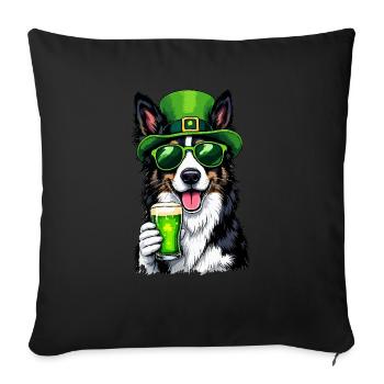 Collie St. Patrick's Day Beer Outfit Dogs - Sofa pillowcase 17,3'' x 17,3'' (45 x 45 cm) - black - Front