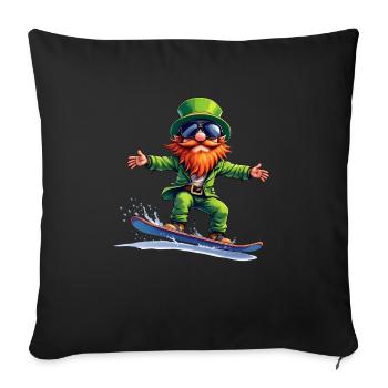Snowboard Leprechaun Sport St. Patrick's Day - Sofa pillowcase 17,3'' x 17,3'' (45 x 45 cm) - black - Front