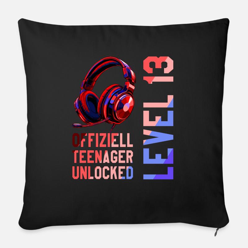 Garçon de 13e anniversaire - Housse de coussin décorative 45 x 45 cm - noir