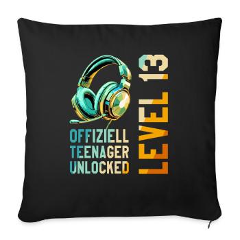13th Birthday Boy - Sofa pillowcase 17,3'' x 17,3'' (45 x 45 cm) - black - Front