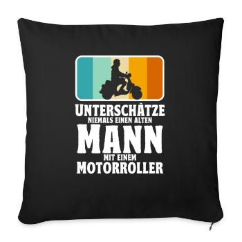 Rollerfahrer Geschenke Motorroller Scooter - Sofakissenbezug 45 x 45 cm - Schwarz - Vorne