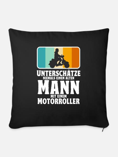 Rollerfahrer Geschenke Motorroller Scooter - Sofakissenbezug 45 x 45 cm - Schwarz