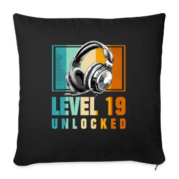 19th Birthday Boy Video Gamer Level 19 Unlocked - Sofa pillowcase 17,3'' x 17,3'' (45 x 45 cm) - black - Front