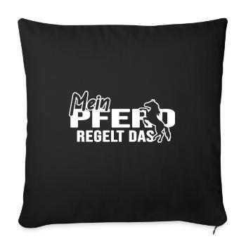 Reiten "Pferd regelt" Springreiter Galopp - Sofakissenbezug 45 x 45 cm - Schwarz - Vorne