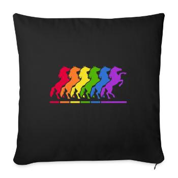 Pferd reiten Pferdeliebe Reitstunde Pferdestall - Sofakissenbezug 45 x 45 cm - Schwarz - Vorne