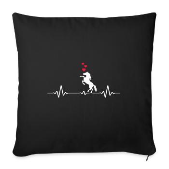 Pferd reiten Pferdeliebe Pferdestall Reitstunde - Sofakissenbezug 45 x 45 cm - Schwarz - Vorne