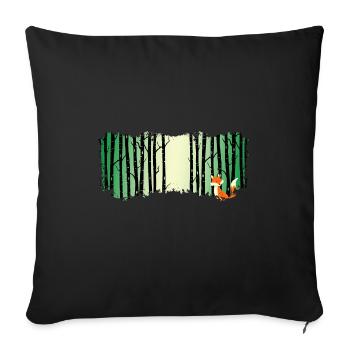 Wald shinrin yoku Waldmeditation "fuchs Waldbaden" - Sofakissenbezug 45 x 45 cm - Schwarz - Vorne