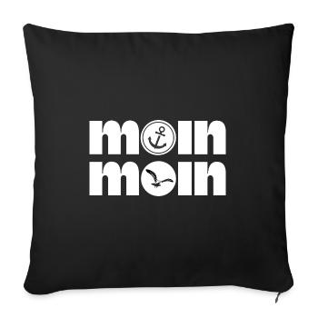 Moin Moin Anker Möve Geschenk - Sofakissenbezug 45 x 45 cm - Schwarz - Vorne