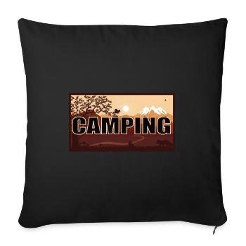 Cooles Camping in der Natur Design - Sofakissenbezug 45 x 45 cm - Schwarz - Vorne