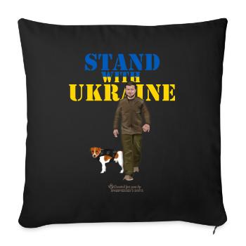 Ukraine Zelensky Patron Stand with Ukraine - Sofa pillowcase 17,3'' x 17,3'' (45 x 45 cm) - black - Front