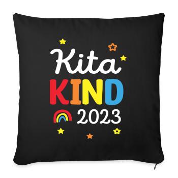 Ich bin ein Kitakind 2023 / Kindergartenkind - Sofakissenbezug 45 x 45 cm - Schwarz - Vorne