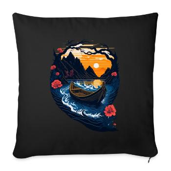 Illustration de paysage étonnante - Housse de coussin décorative 45 x 45 cm - noir - Devant