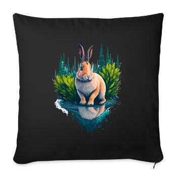 Beautiful illustration of a rabbit - Sofa pillowcase 17,3'' x 17,3'' (45 x 45 cm) - black - Front