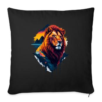 Abstract illustration of lion - Sofa pillowcase 17,3'' x 17,3'' (45 x 45 cm) - black - Front