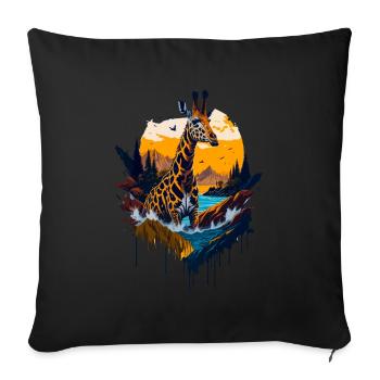 Belle girafe abstraite - Housse de coussin décorative 45 x 45 cm - noir - Devant