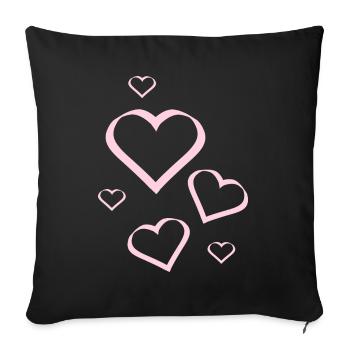 pink heart heart pink red heart pink heart pattern - Sofa pillowcase 17,3'' x 17,3'' (45 x 45 cm) - black - Front