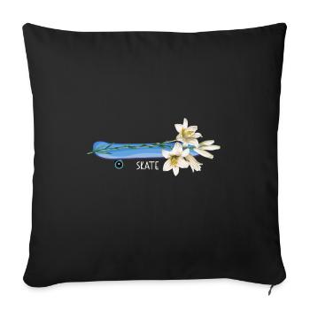 skate sk8 skateboarder "skateing-flower" halfpipe - Sofakissenbezug 45 x 45 cm - Schwarz - Vorne