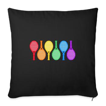 padel padeltennis paddle padel player rainbow - Sofa pillowcase 17,3'' x 17,3'' (45 x 45 cm) - black - Front