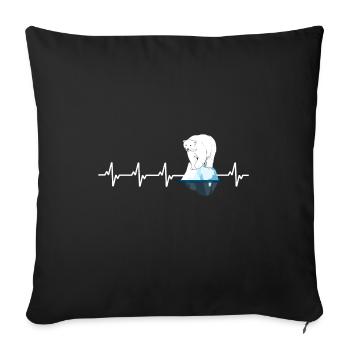 baigneur de glace battement de cœur ours polaire sur la banquise bain d'hiver - Housse de coussin décorative 45 x 45 cm - noir - Devant