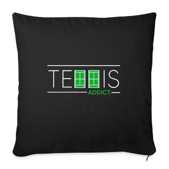 Tennis Match Ball Tennis Court "Tennis-ADDICT" - Sofa pillowcase 17,3'' x 17,3'' (45 x 45 cm) - black - Front