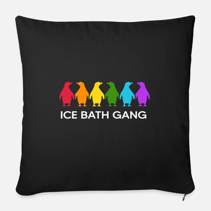 Eisbader Winterschwimmer Pinguin Eisloch Eisbad - Sofakissenbezug 45 x 45 cm - Schwarz