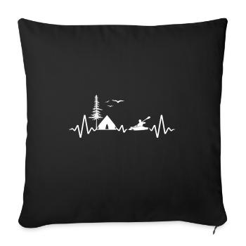 Kayak Pagayer Kayak Tour Kayak Bivouac Kayak Camp - Housse de coussin décorative 45 x 45 cm - noir - Devant