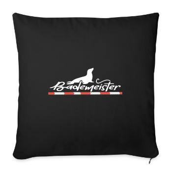 Schwimmer Bademeister am Beckenrand Schwimmbad - Sofakissenbezug 45 x 45 cm - Schwarz - Vorne