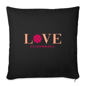 Floorballer Floorball-Love - Housse de coussin décorative 45 x 45 cm - noir - Devant