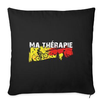 Le vélo est ma thérapie. Graphisme de motard - Housse de coussin décorative 45 x 45 cm - noir - Devant