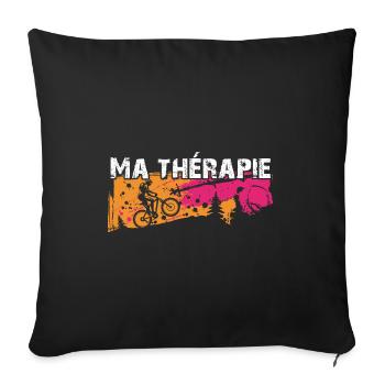 Le vélo est ma thérapie. Graphisme de cyclist - Housse de coussin décorative 45 x 45 cm - noir - Devant