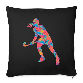 Hockeyspielerin Feldhockey Hockey Mädchen - Sofakissenbezug 45 x 45 cm - Schwarz - Vorne