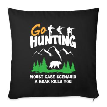 Allez à la chasse dans le pire des cas l’ours vous tue - Housse de coussin décorative 45 x 45 cm - noir - Devant