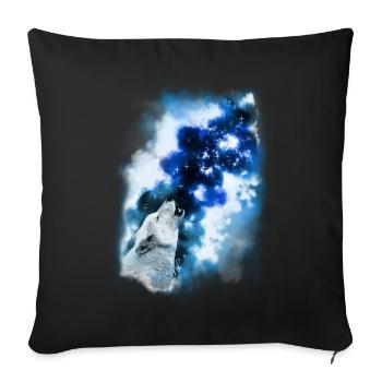 Paintery Style :Starry Wolf Night: - Sofakissenbezug 45 x 45 cm - Schwarz - Vorne