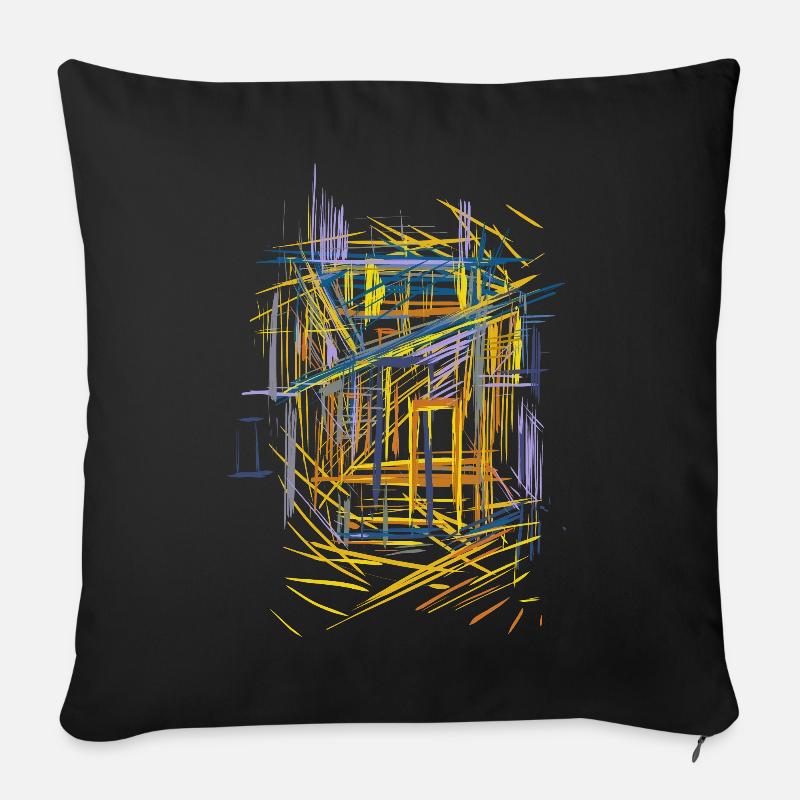 Architektur Skizze - Sofakissenbezug 45 x 45 cm - Schwarz