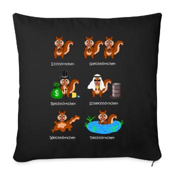 squirrels, rich squirrels, sheikh squirrels, - Sofa pillowcase 17,3'' x 17,3'' (45 x 45 cm) - black - Front