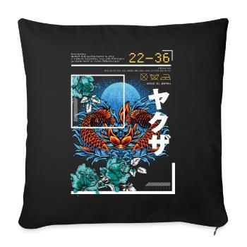 Koi Poisson Japon Art Style - Housse de coussin décorative 45 x 45 cm - noir - Devant