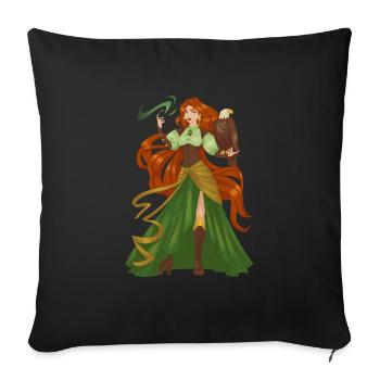 Witch Red Hair Bird Pretty Lady Model Fantasy - Sofa pillowcase 17,3'' x 17,3'' (45 x 45 cm) - black - Front
