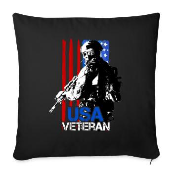 USA-VETERANEN-SENIORENARMEE-GEDENKTAG - Sofakissenbezug 45 x 45 cm - Schwarz - Vorne