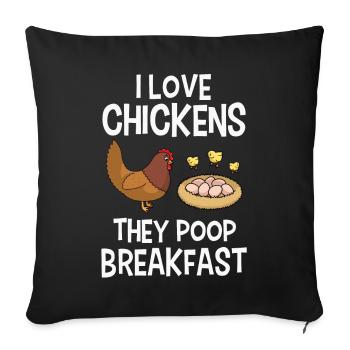 Chicken Chickens - Sofa pillowcase 17,3'' x 17,3'' (45 x 45 cm) - black - Front